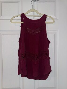 Decree Burgundy Crochet Lace Tank Top Sleeveless Boho Blouse Size M